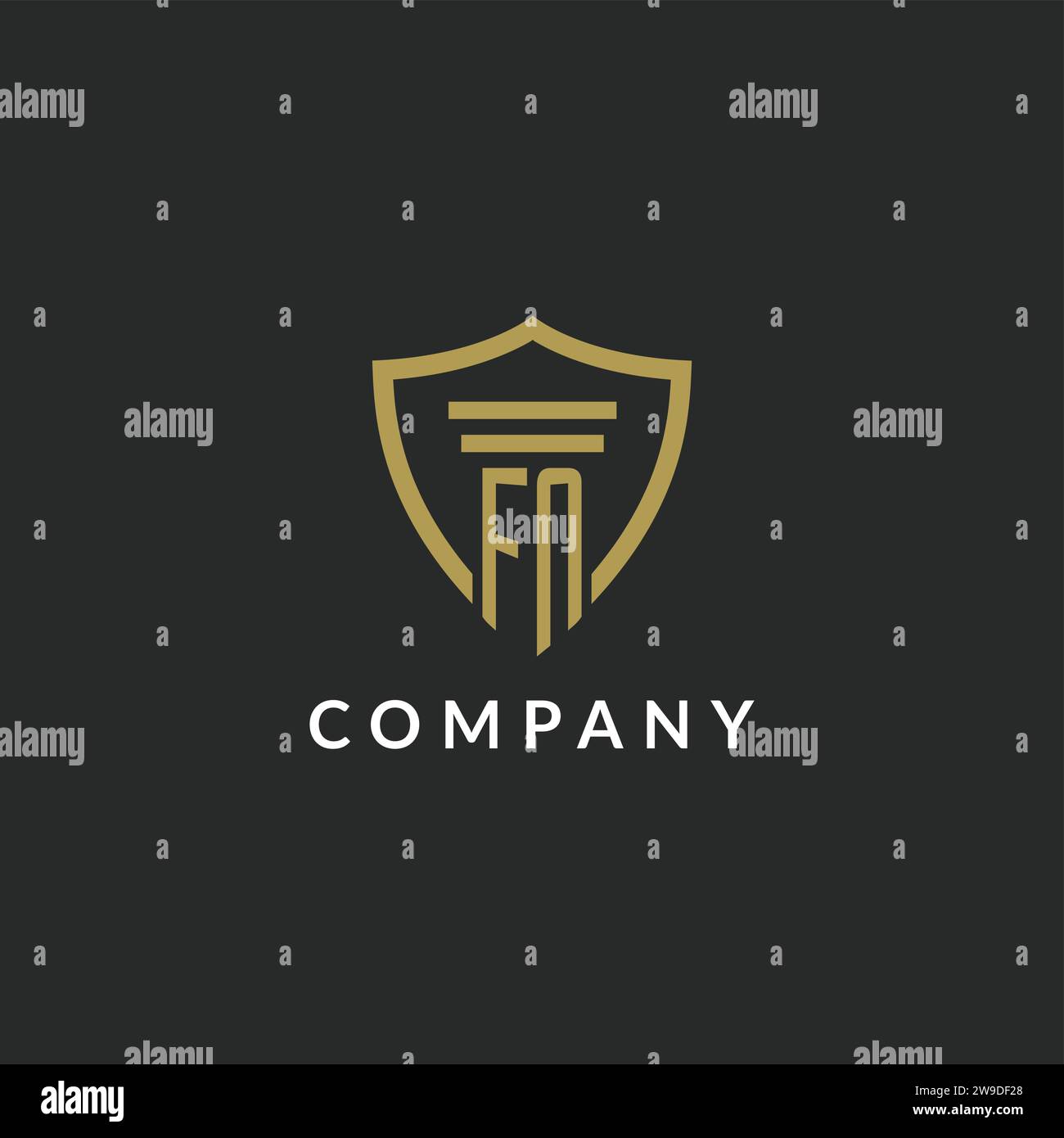 FN initial monogram logo with pillar and shield style design ideas Stock Vector