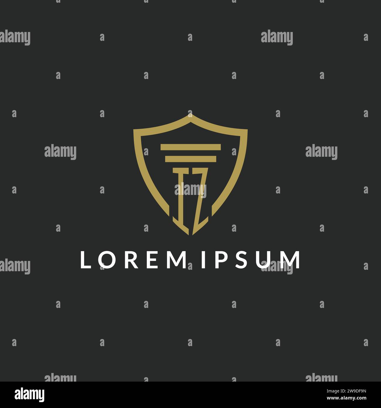 IZ initial monogram logo with pillar and shield style design ideas Stock Vector