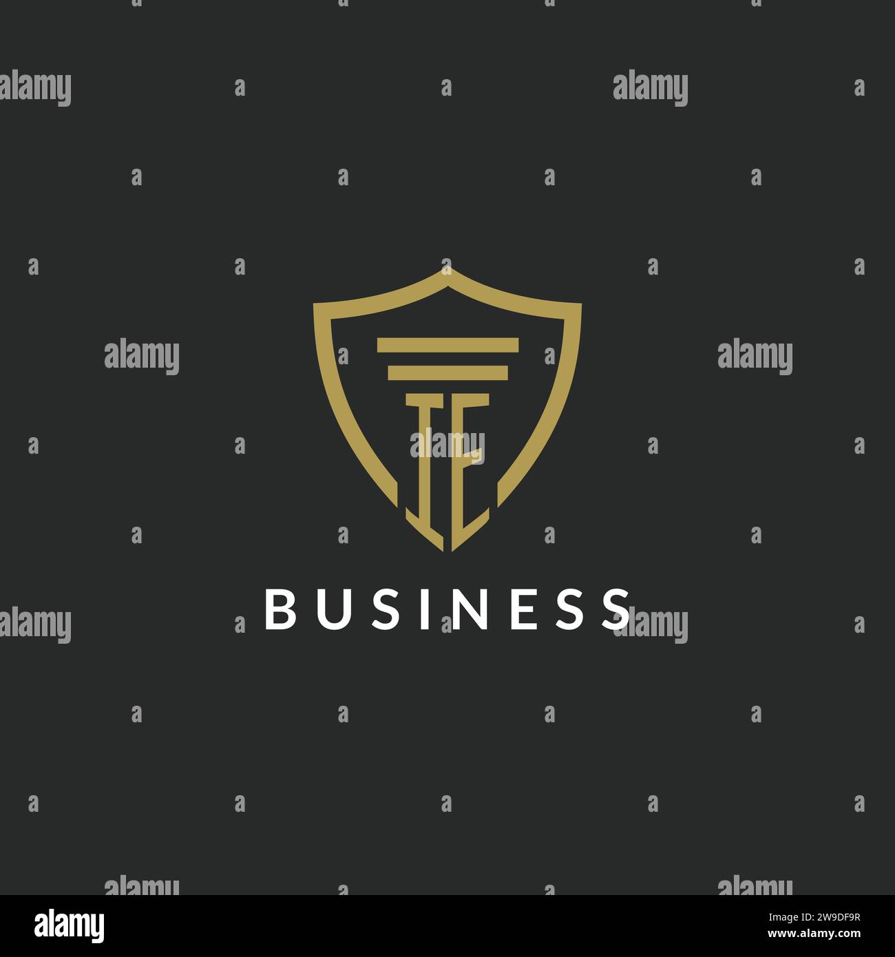 IE initial monogram logo with pillar and shield style design ideas Stock Vector