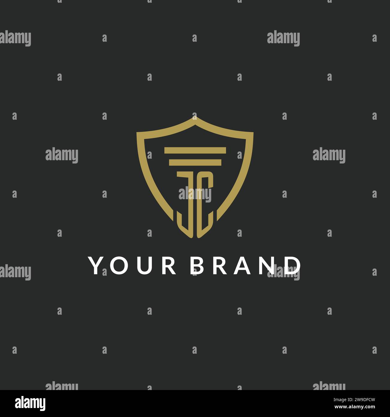 JC initial monogram logo with pillar and shield style design ideas Stock Vector