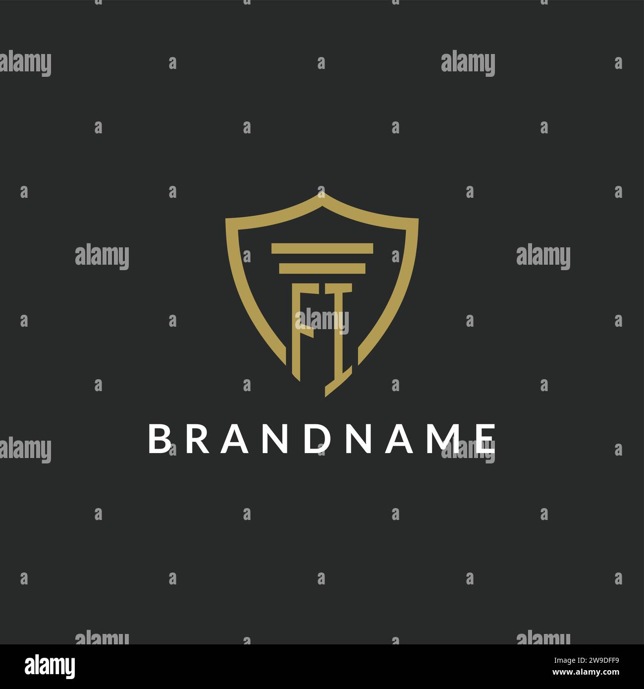 FI initial monogram logo with pillar and shield style design ideas ...