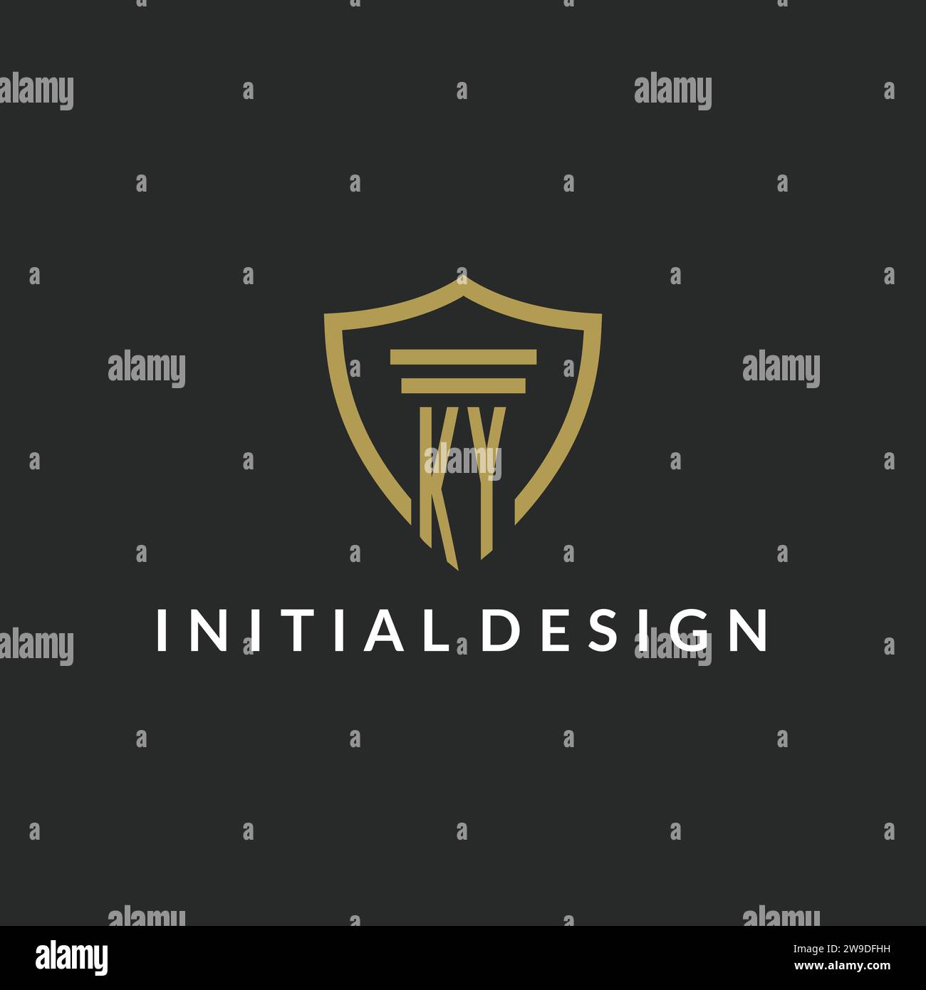 KY initial monogram logo with pillar and shield style design ideas Stock Vector