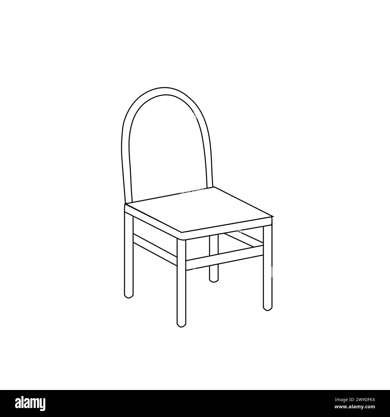 Black outline of interior item isolated on a white background. Chair with black outline. Coloring Page. Coloring book. coloring page for kids. Stock Vector