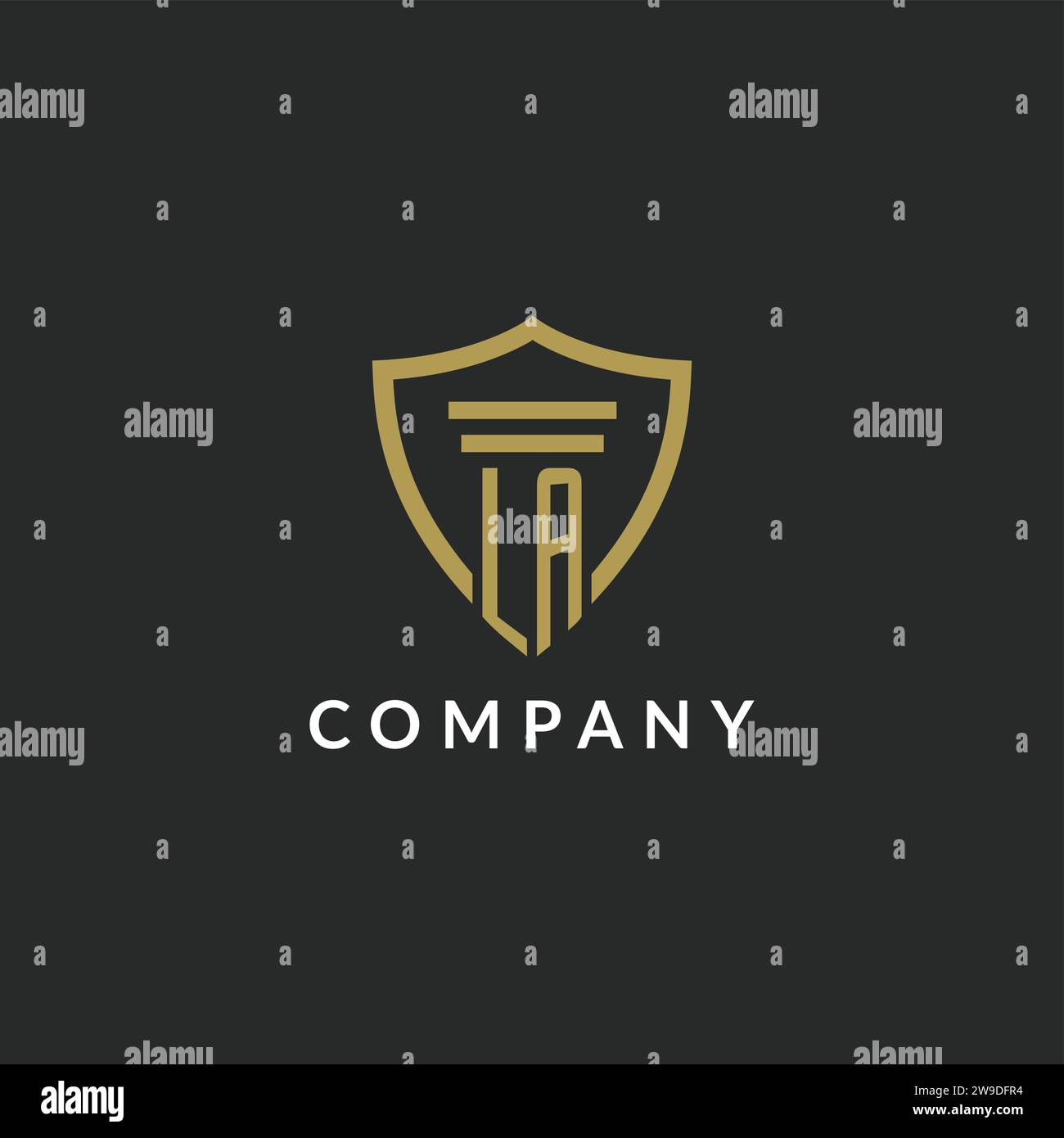 LA initial monogram logo with pillar and shield style design ideas ...