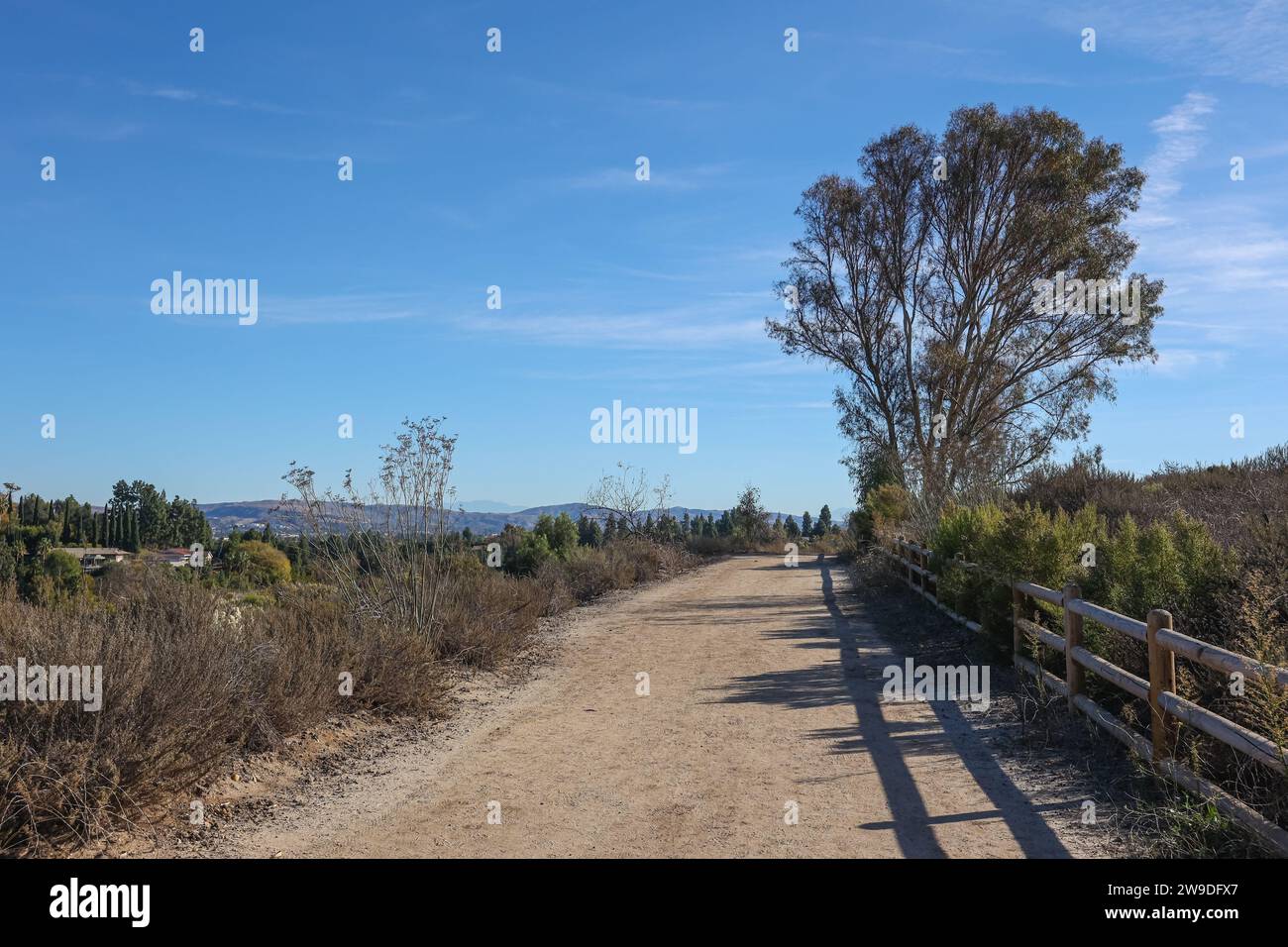 A hiking trail through the West Coyote Hills public space portion of the Robert Ward Nature Preserve in Orange County, California Stock Photo