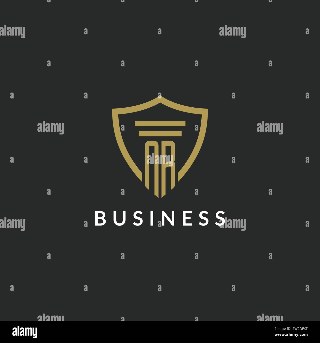 NR initial monogram logo with pillar and shield style design ideas Stock Vector