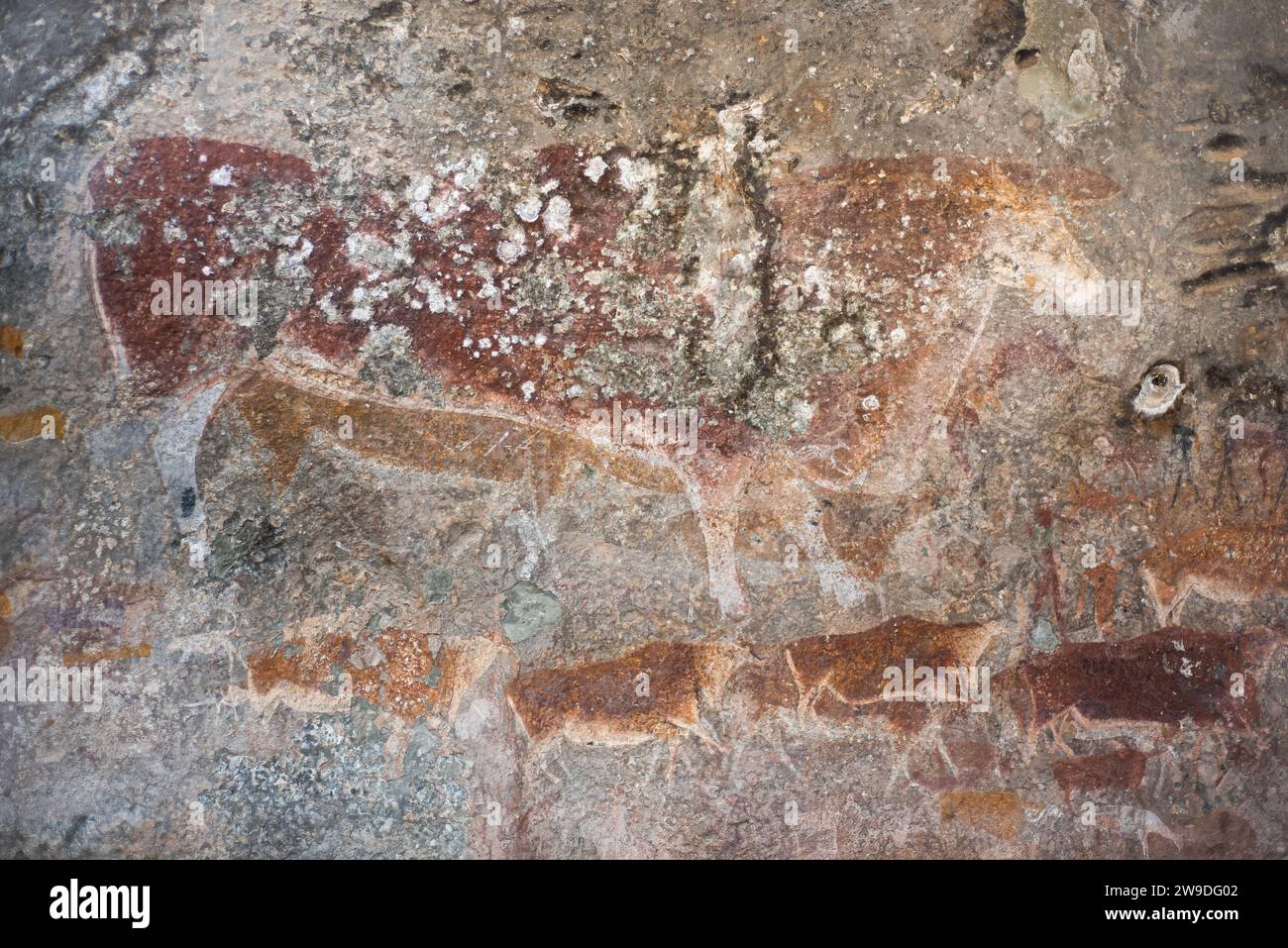 Ha Sekonyela, Lesotho - 30 April 2023: indigenous bushman paintings of