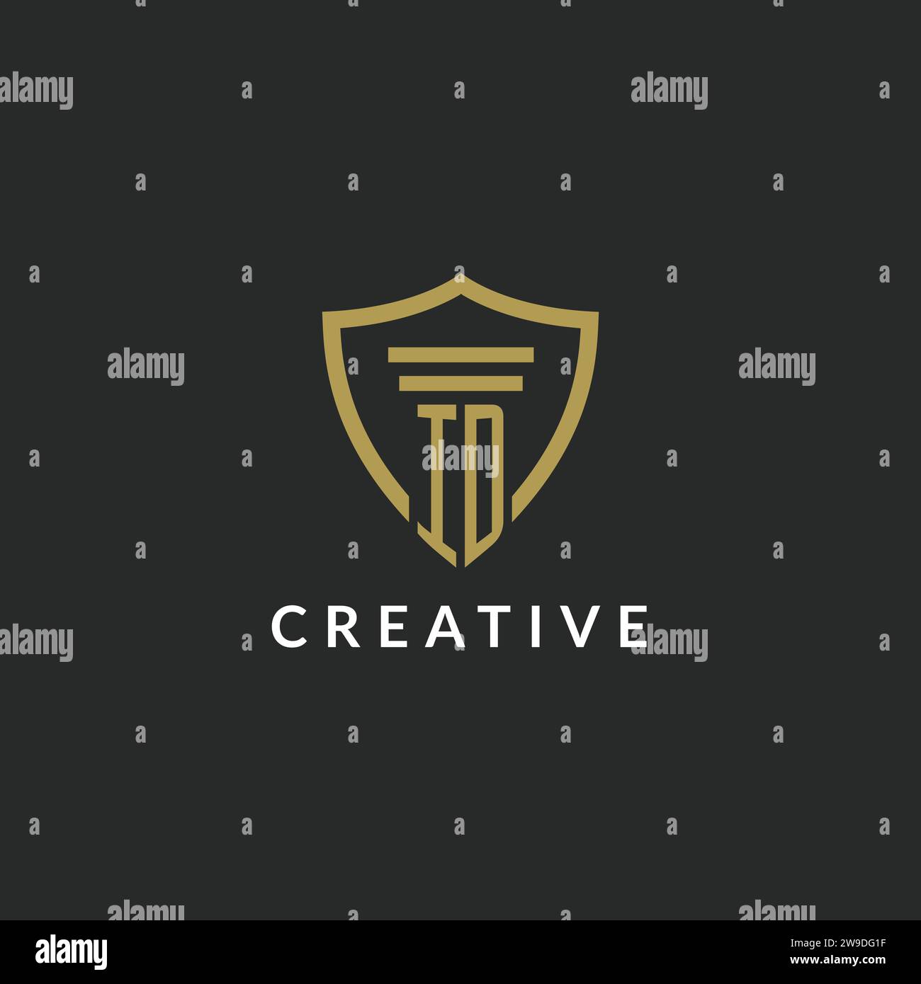 ID initial monogram logo with pillar and shield style design ideas Stock Vector