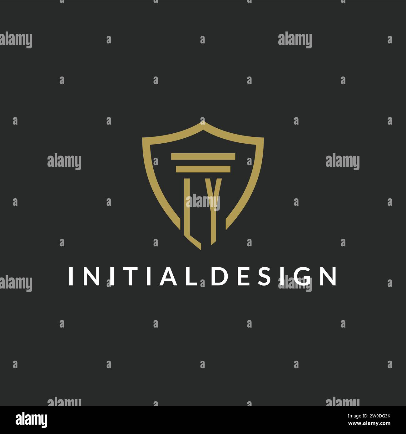LY initial monogram logo with pillar and shield style design ideas Stock Vector