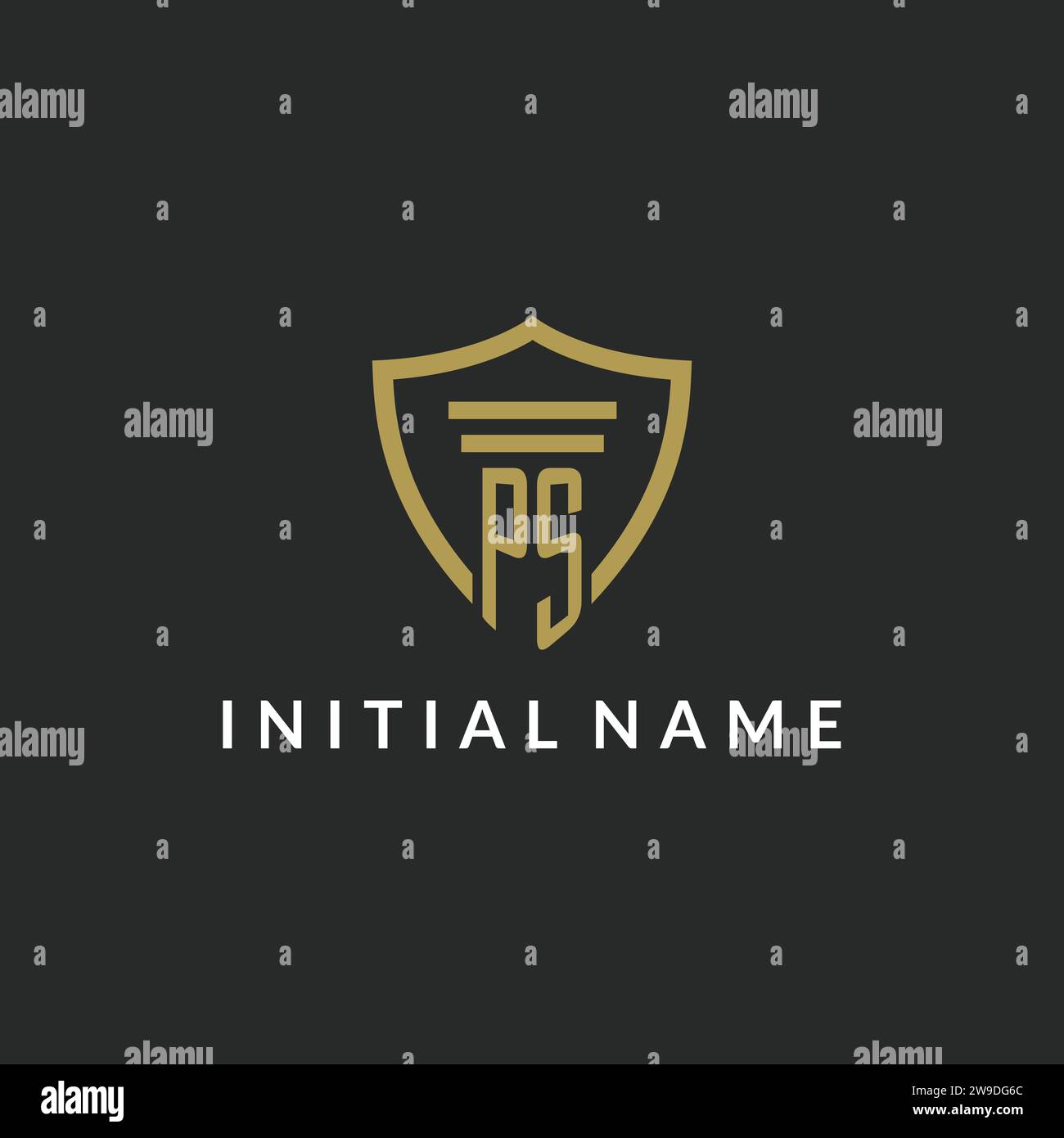 PS initial monogram logo with pillar and shield style design ideas Stock Vector