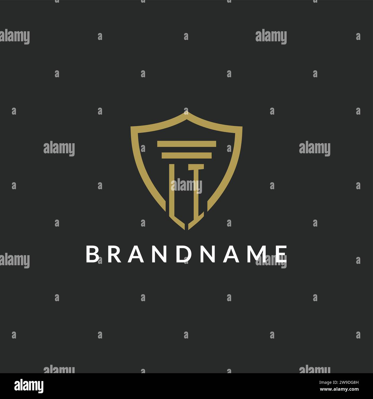 LI initial monogram logo with pillar and shield style design ideas Stock Vector