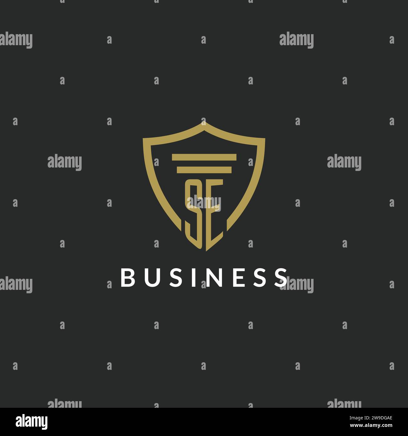 SE initial monogram logo with pillar and shield style design ideas Stock Vector