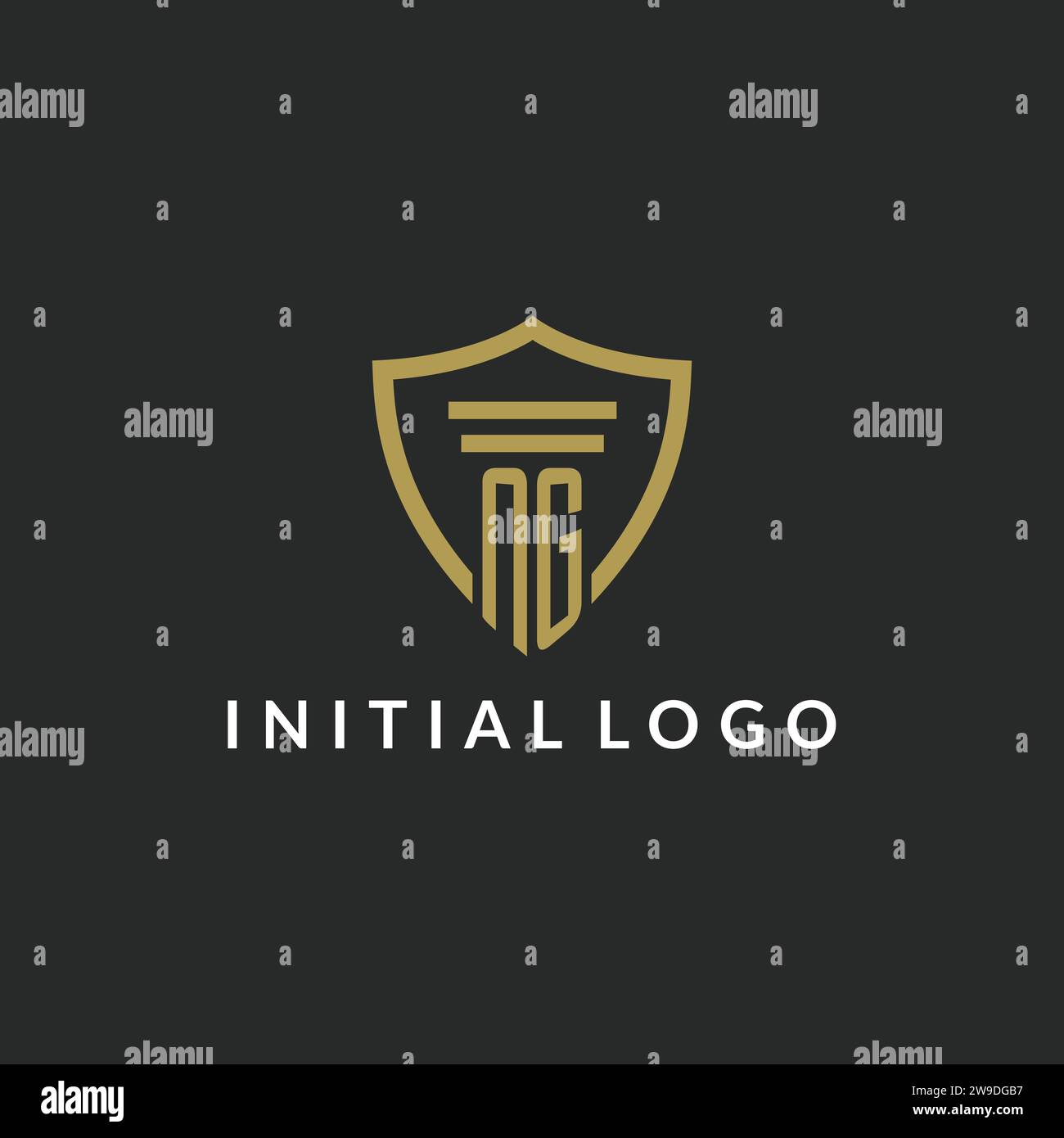 NG initial monogram logo with pillar and shield style design ideas Stock Vector