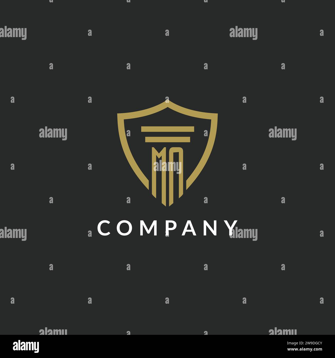 MN initial monogram logo with pillar and shield style design ideas Stock Vector