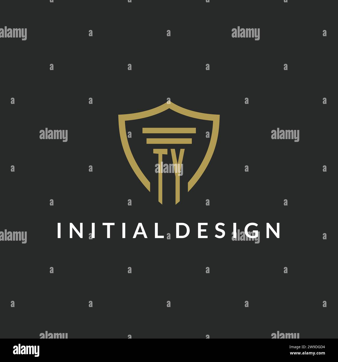 TY initial monogram logo with pillar and shield style design ideas Stock Vector