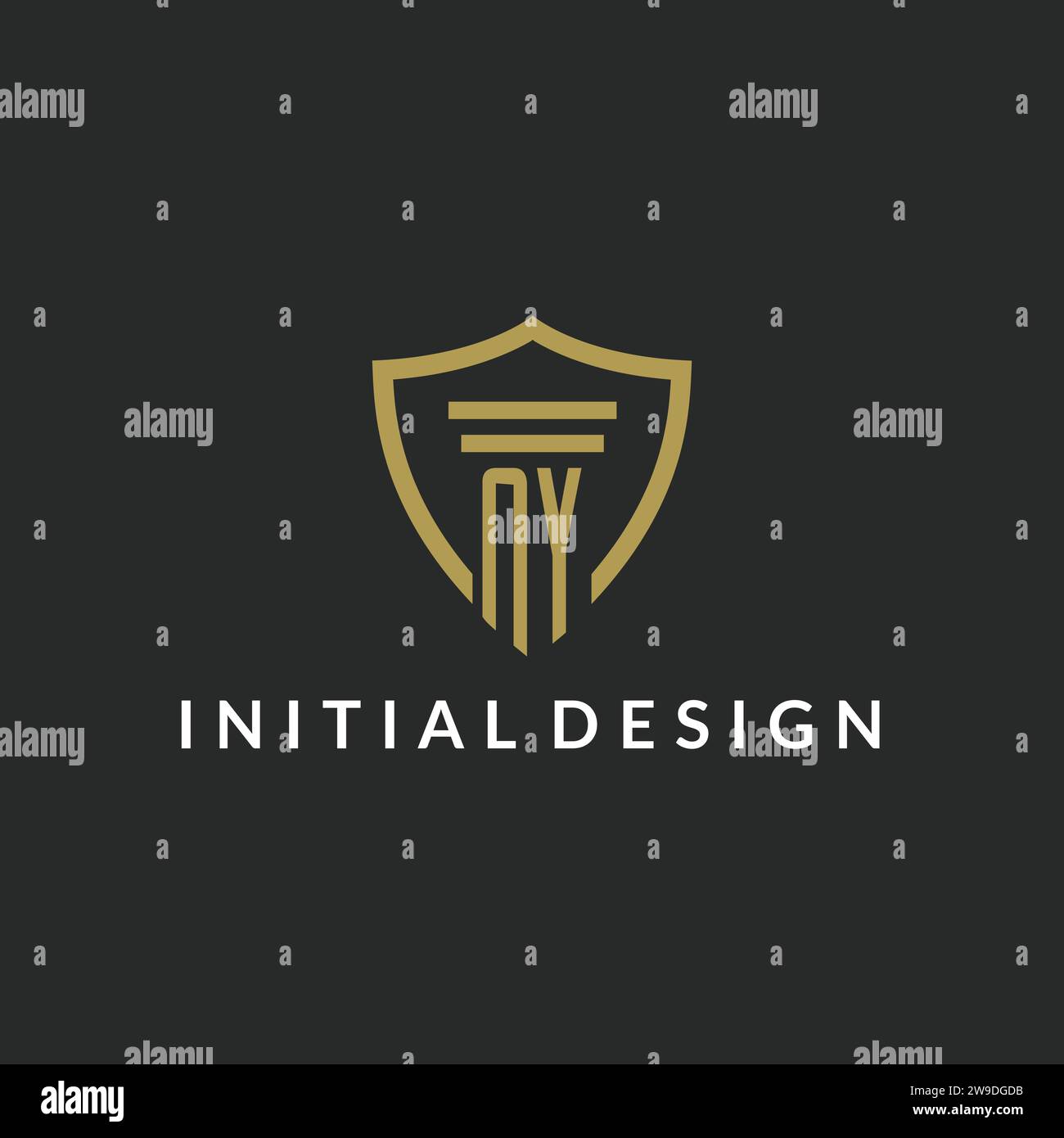 NY initial monogram logo with pillar and shield style design ideas Stock Vector