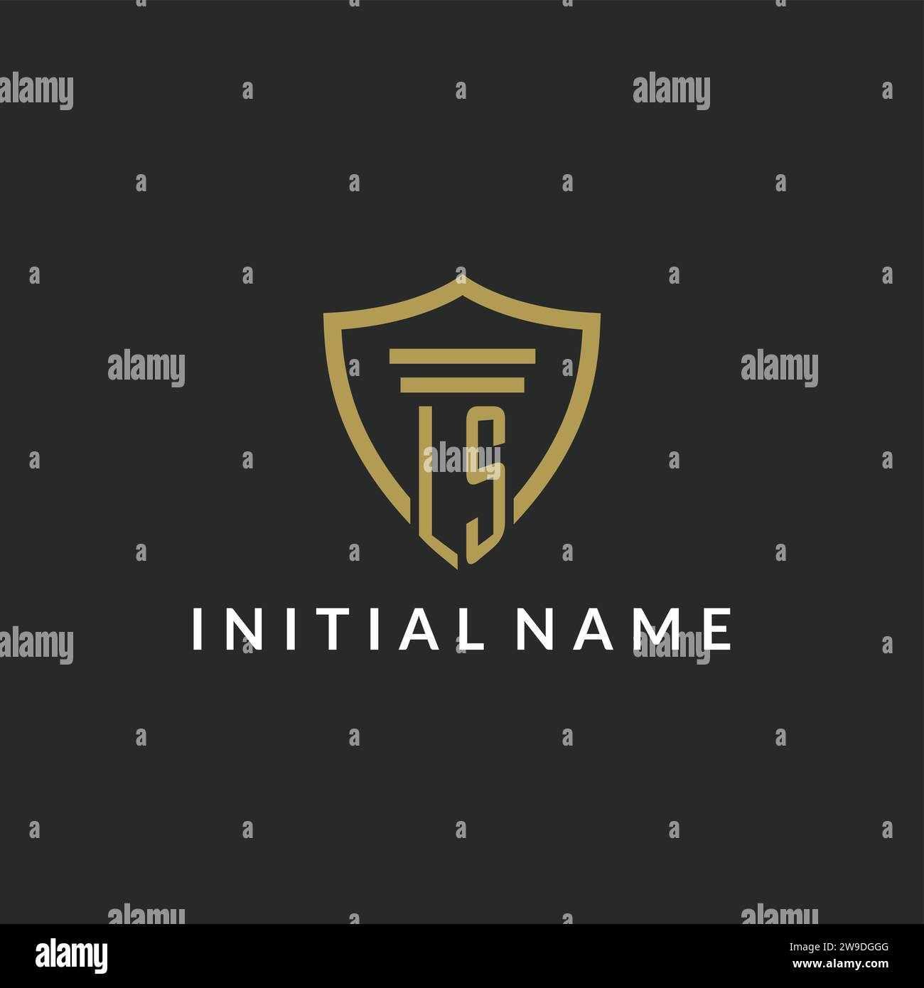 LS initial monogram logo with pillar and shield style design ideas Stock Vector