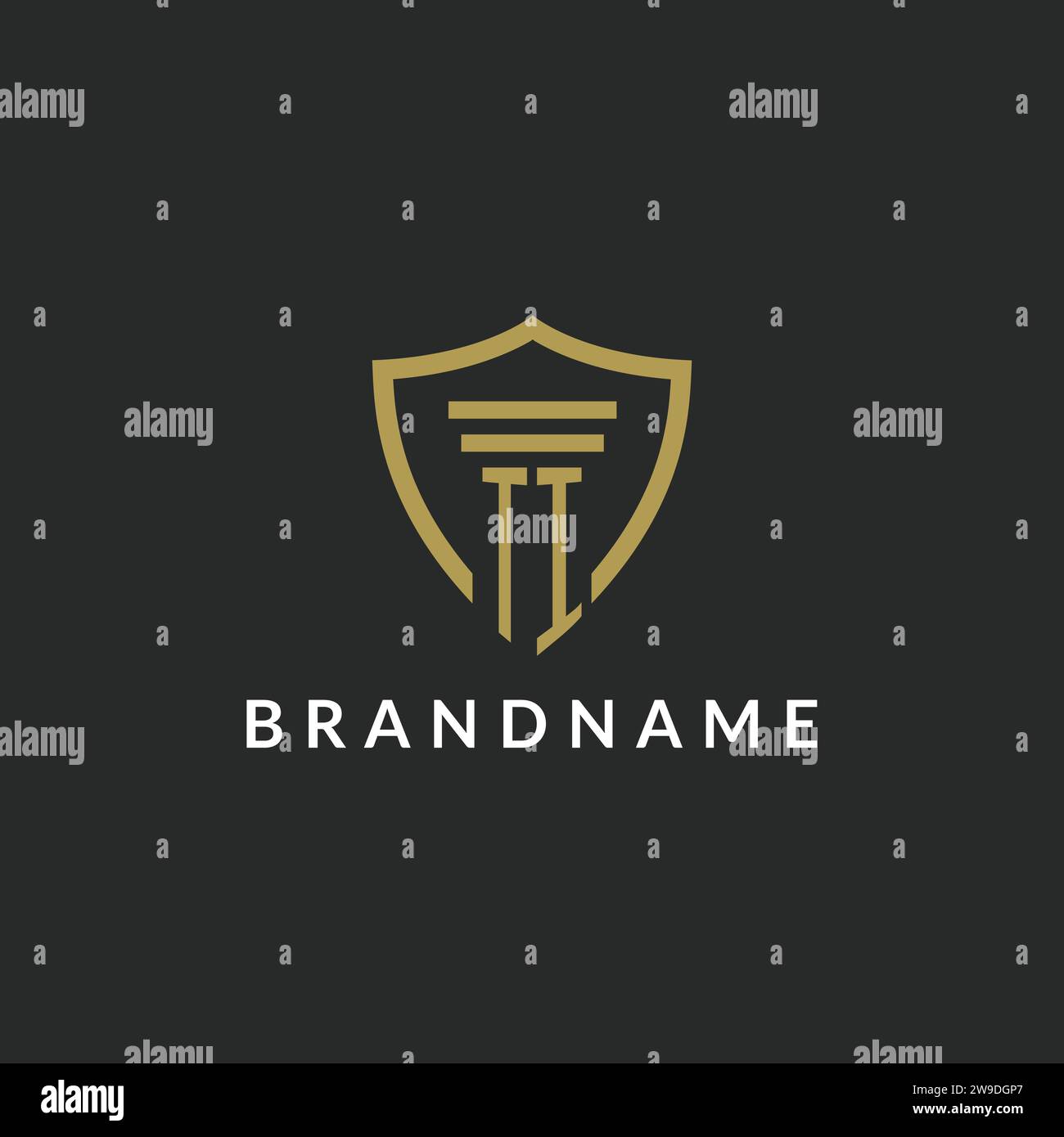TI initial monogram logo with pillar and shield style design ideas Stock Vector