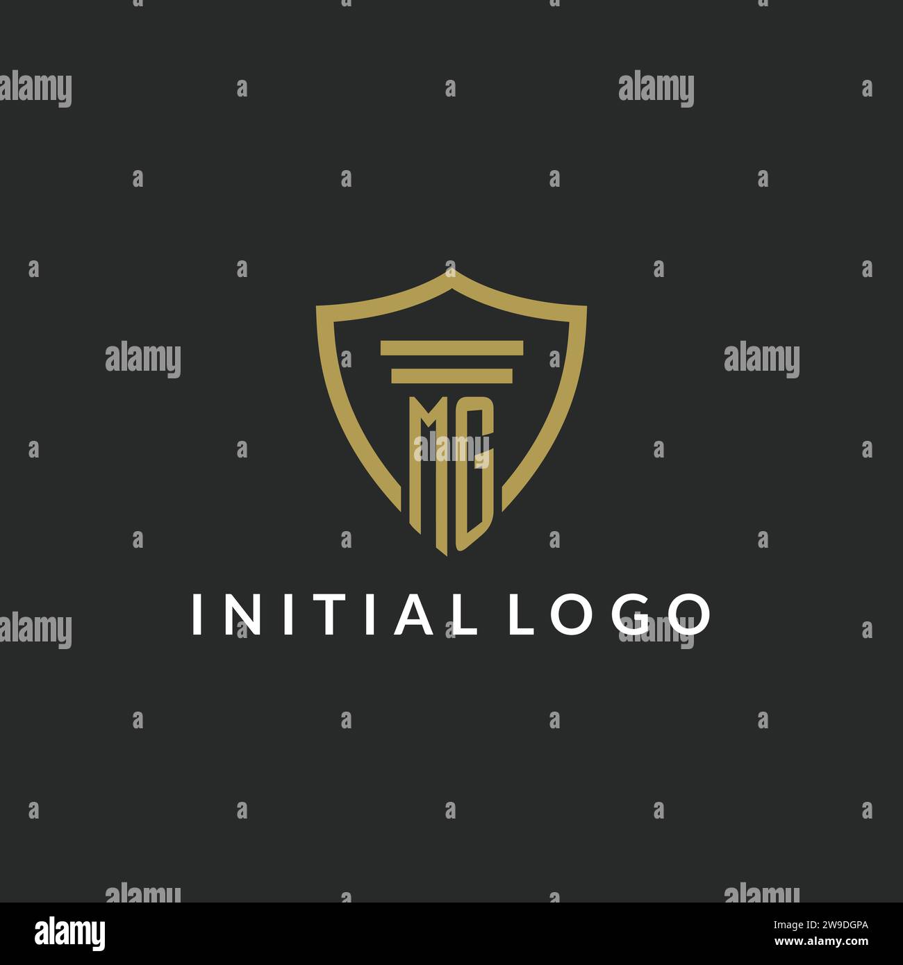 MG initial monogram logo with pillar and shield style design ideas ...