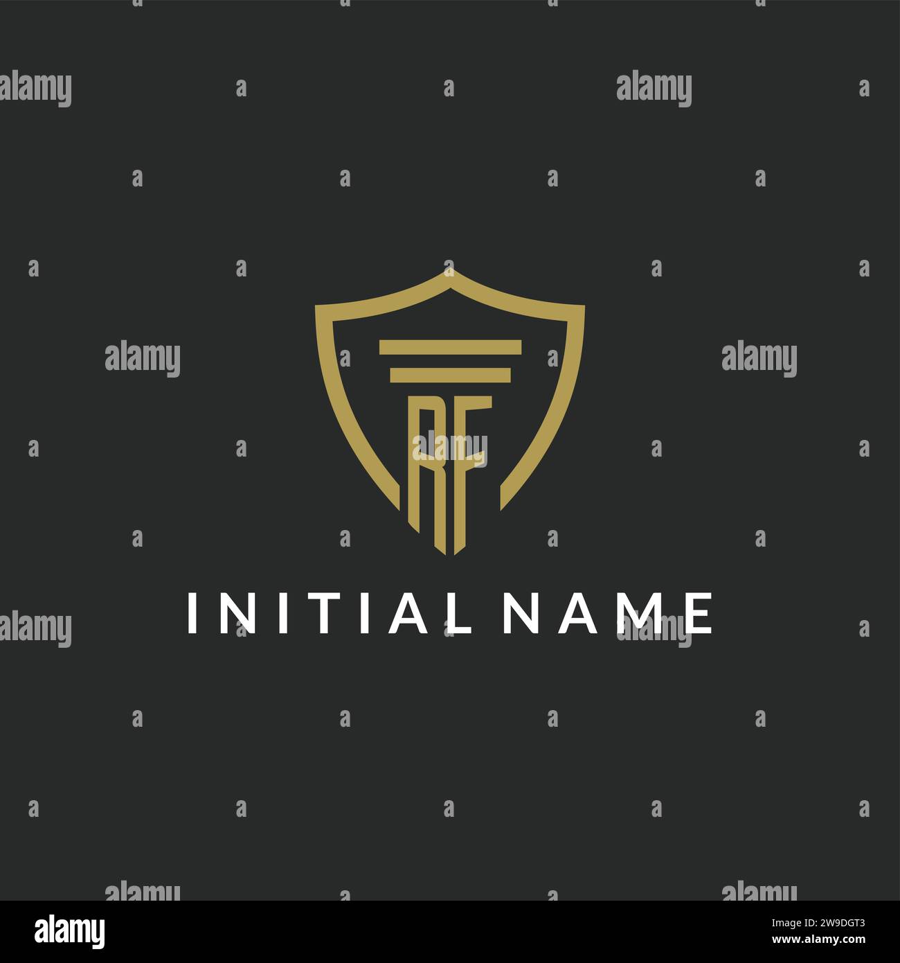 RF initial monogram logo with pillar and shield style design ideas Stock Vector