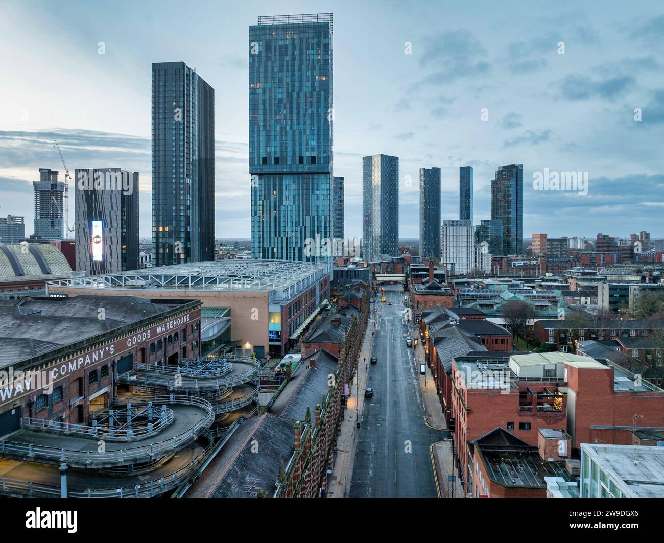 Aerial image of Deansgate Manchester Stock Photo - Alamy