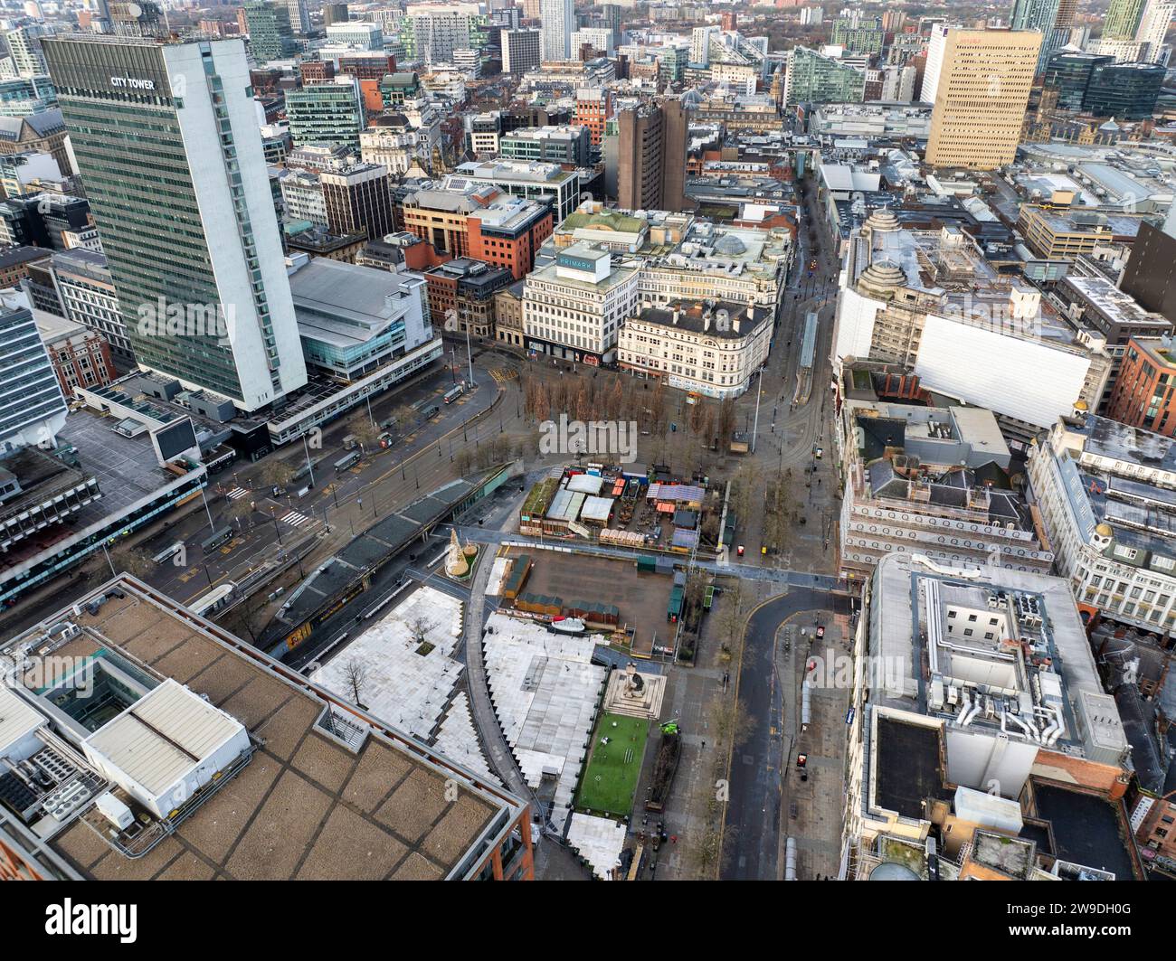 Aerial image of Manchester Piccadilly gardens Stock Photo