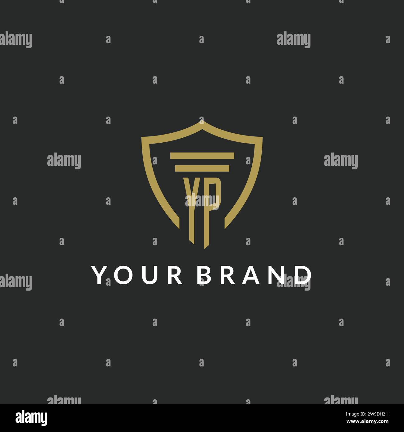 YP initial monogram logo with pillar and shield style design ideas Stock Vector