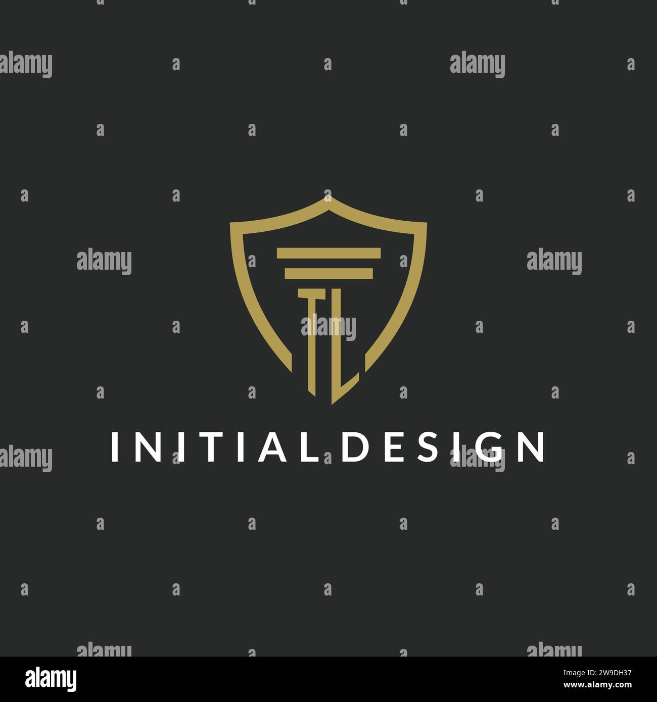 TL initial monogram logo with pillar and shield style design ideas Stock Vector