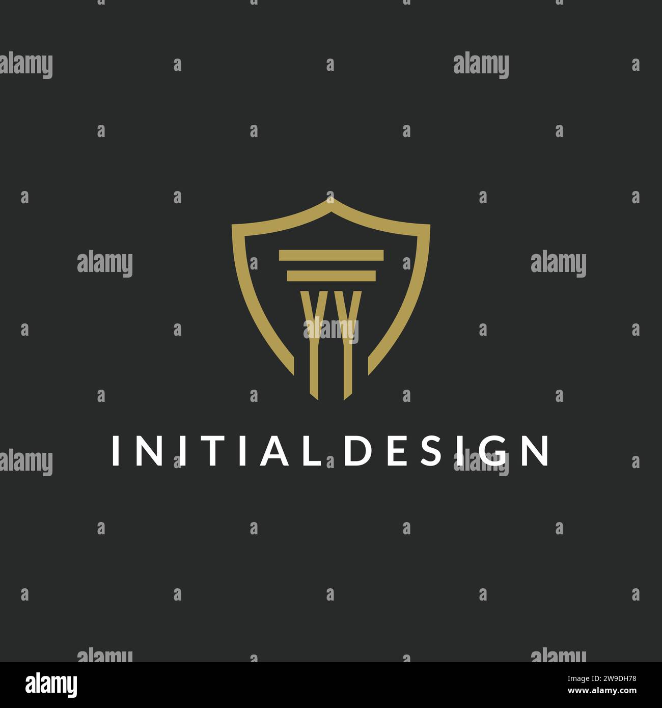 YY initial monogram logo with pillar and shield style design ideas Stock Vector
