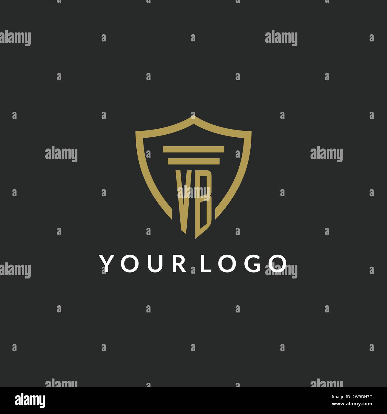 VB initial monogram logo with pillar and shield style design ideas Stock Vector
