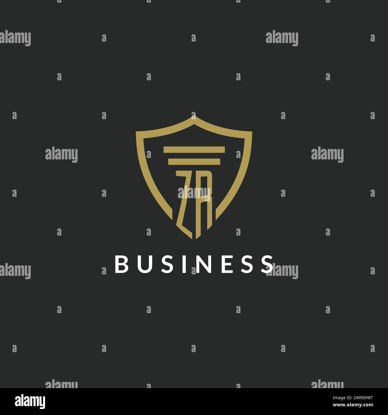 ZR initial monogram logo with pillar and shield style design ideas Stock Vector