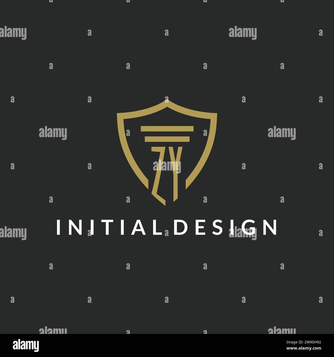 ZY initial monogram logo with pillar and shield style design ideas Stock Vector
