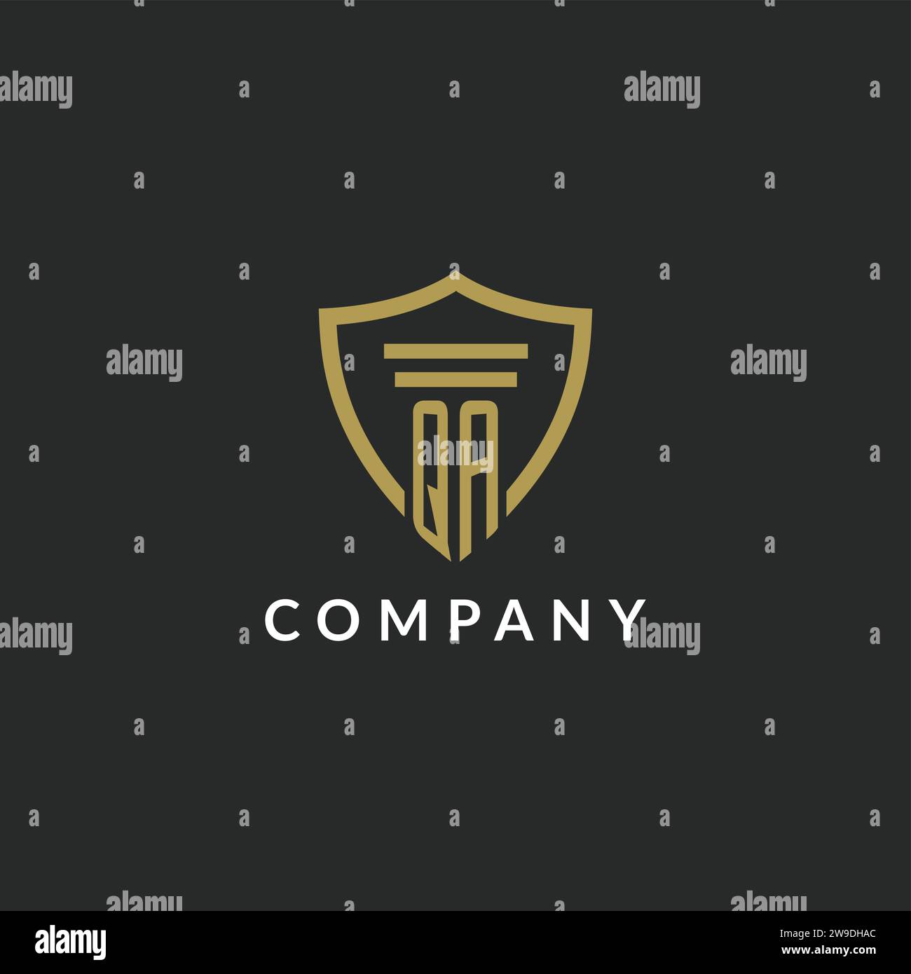 QA initial monogram logo with pillar and shield style design ideas Stock Vector