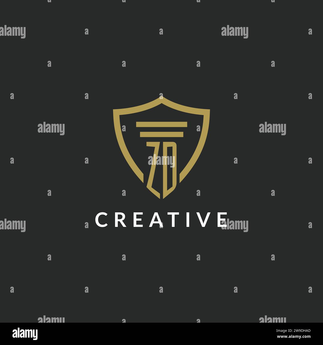 ZD initial monogram logo with pillar and shield style design ideas ...