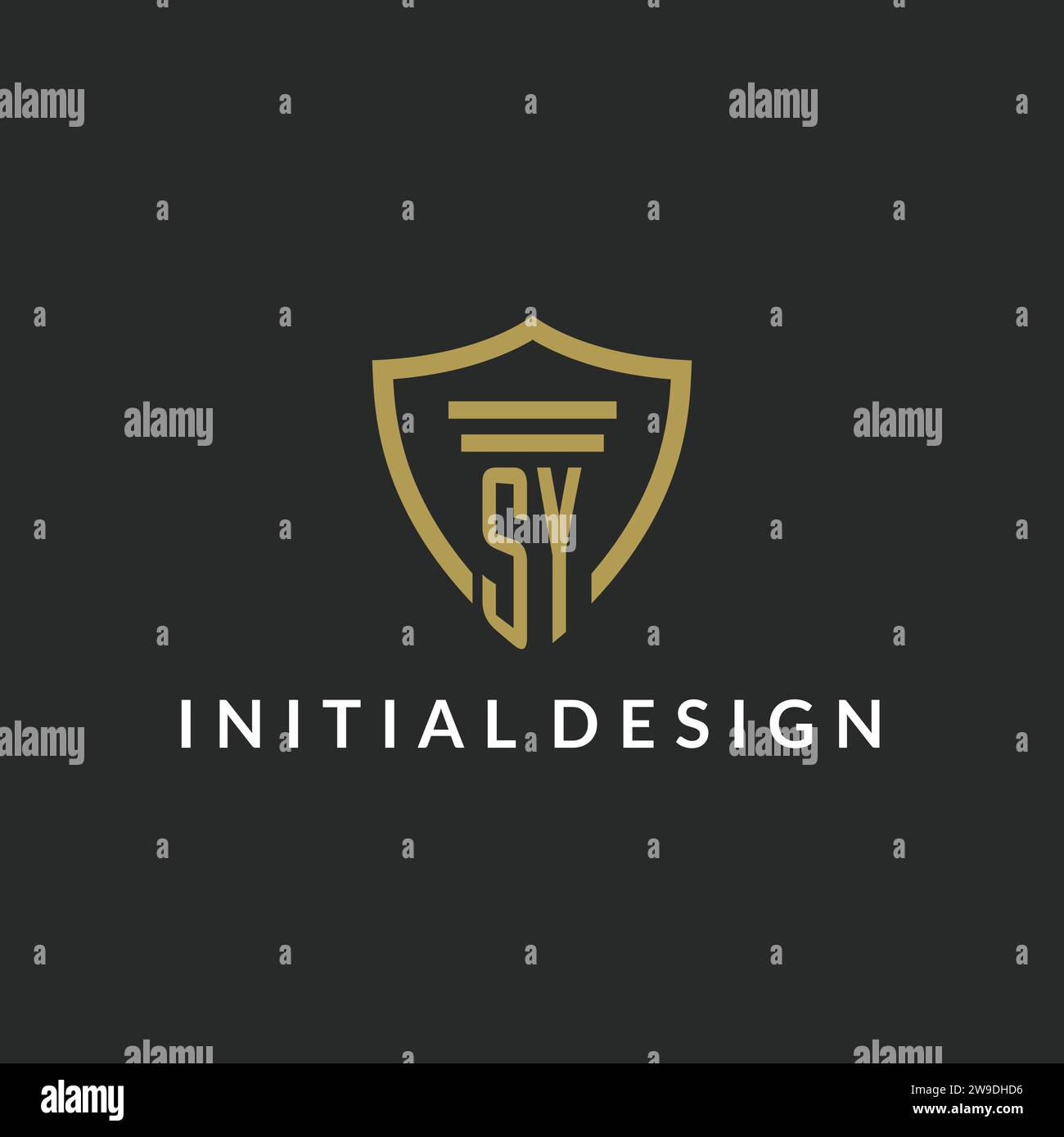 SY initial monogram logo with pillar and shield style design ideas Stock Vector