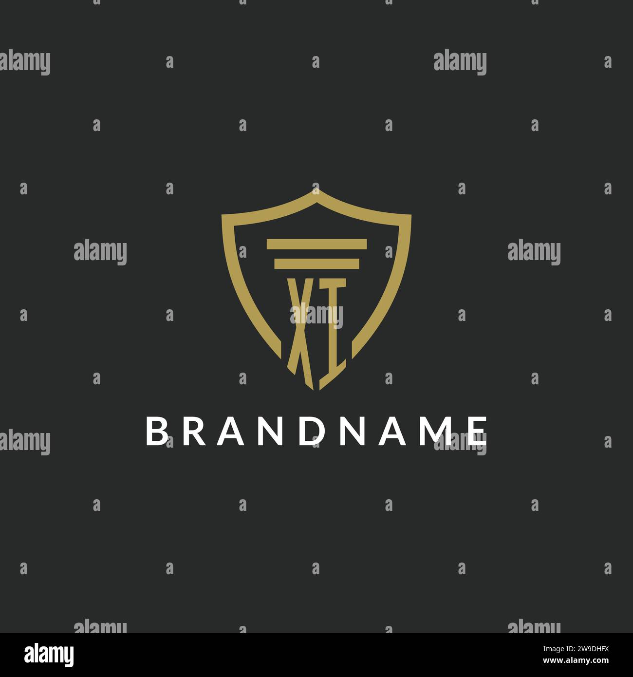 XI initial monogram logo with pillar and shield style design ideas Stock Vector