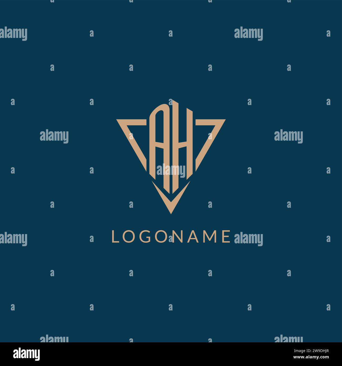 AH logo initials triangle shape style, creative logo design vector graphic Stock Vector