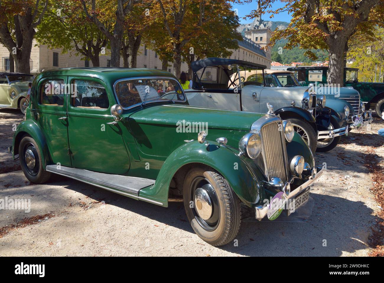 A Rover classic car in a car festival in San Lorenzo de El Escorial, Madrid. Stock Photo