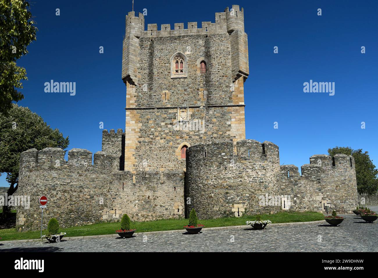 The tower of the castle of Bragança, Portugal. Stock Photo