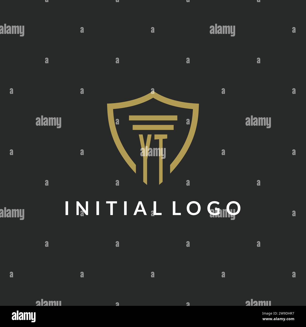 YT initial monogram logo with pillar and shield style design ideas Stock Vector
