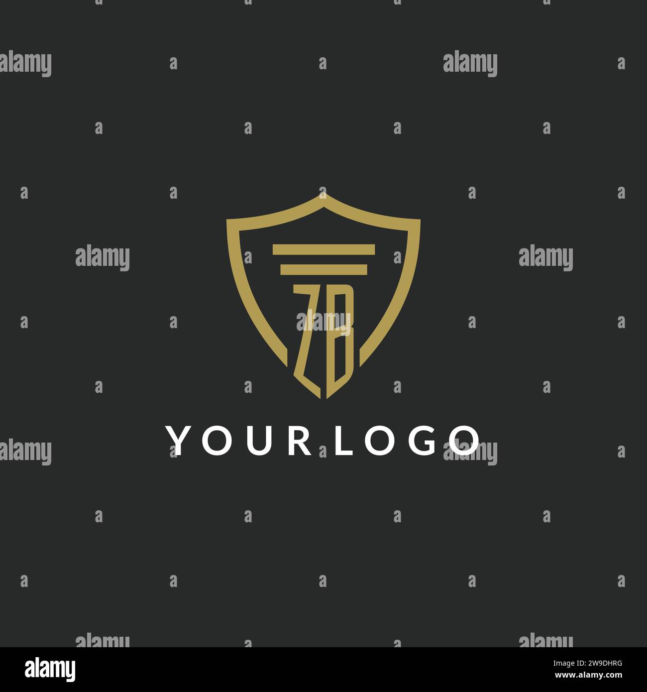 ZB initial monogram logo with pillar and shield style design ideas Stock Vector