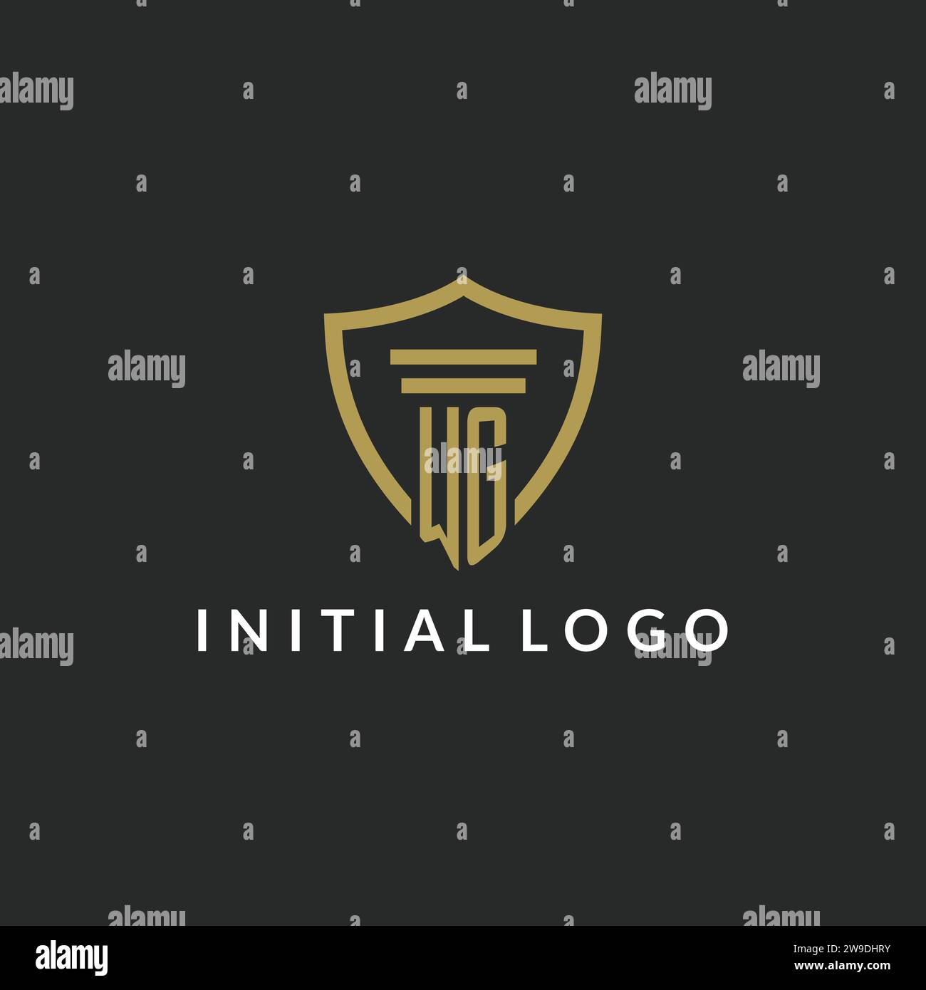 WG initial monogram logo with pillar and shield style design ideas Stock Vector