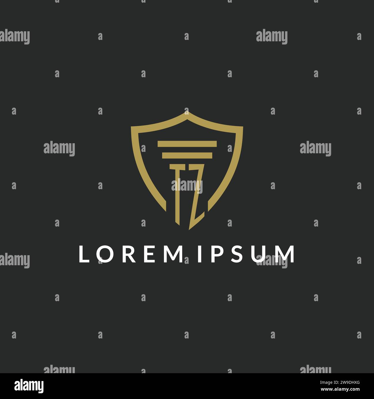 TZ initial monogram logo with pillar and shield style design ideas Stock Vector