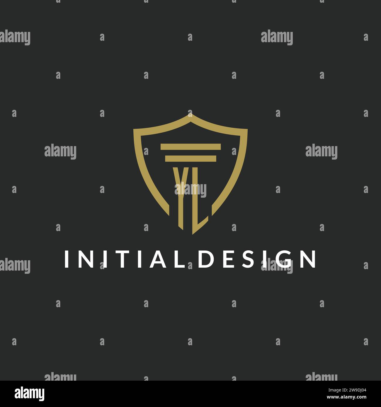 YL initial monogram logo with pillar and shield style design ideas Stock Vector