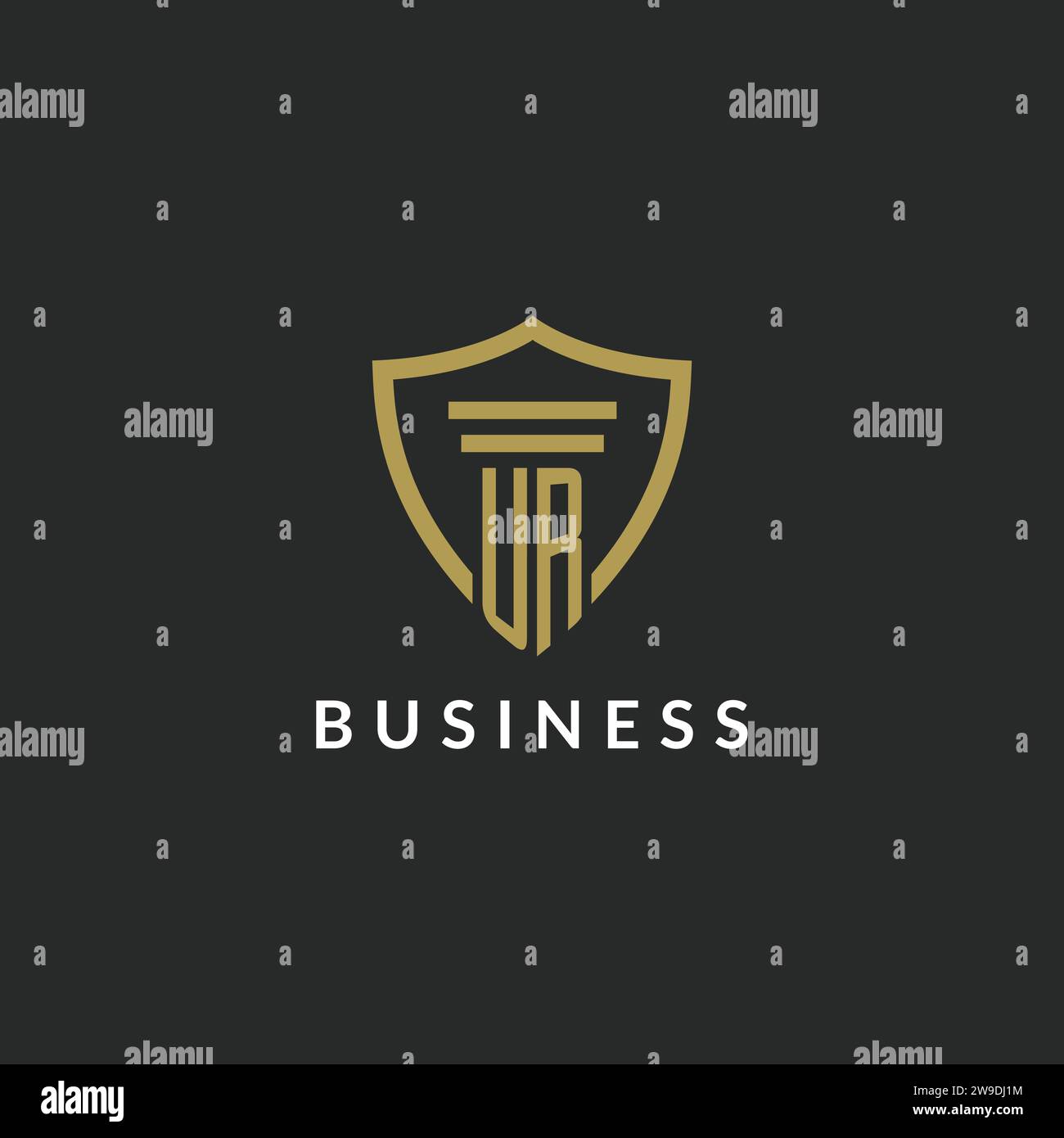 UR initial monogram logo with pillar and shield style design ideas Stock Vector