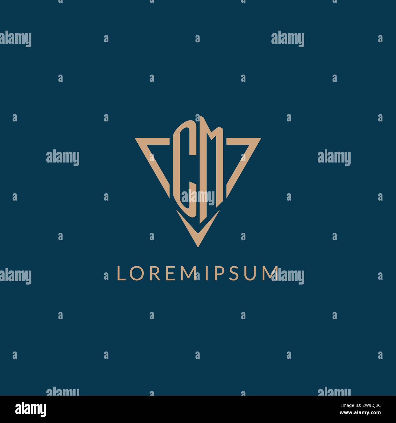 CM logo initials triangle shape style, creative logo design vector graphic Stock Vector