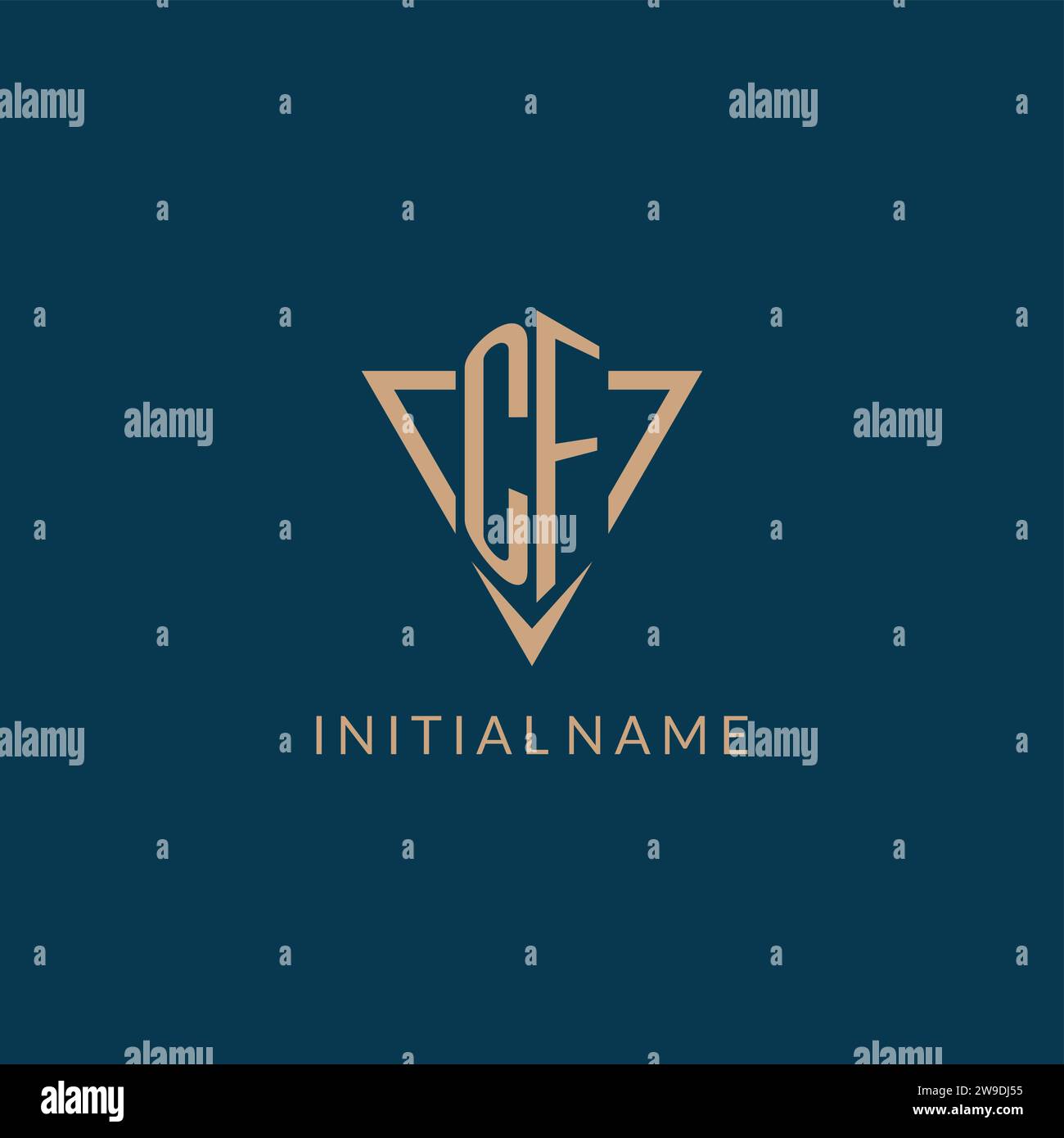 CF logo initials triangle shape style, creative logo design vector graphic Stock Vector