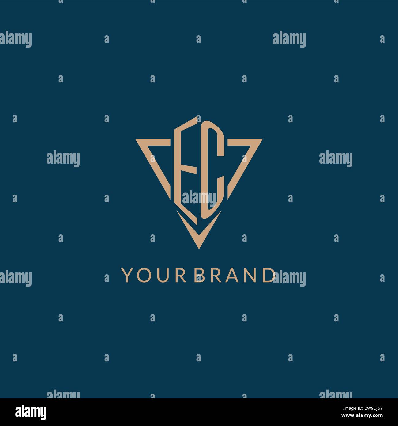 EC logo initials triangle shape style, creative logo design vector graphic Stock Vector