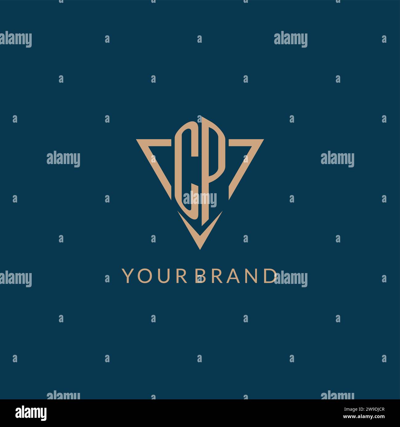CP logo initials triangle shape style, creative logo design vector graphic Stock Vector