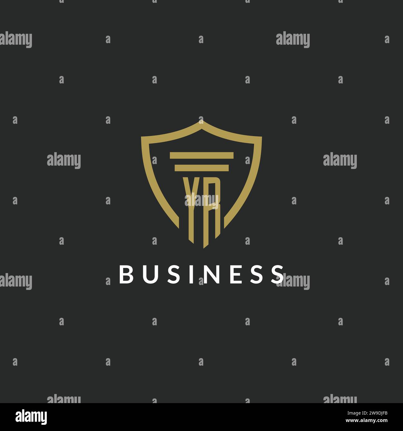 YR initial monogram logo with pillar and shield style design ideas Stock Vector